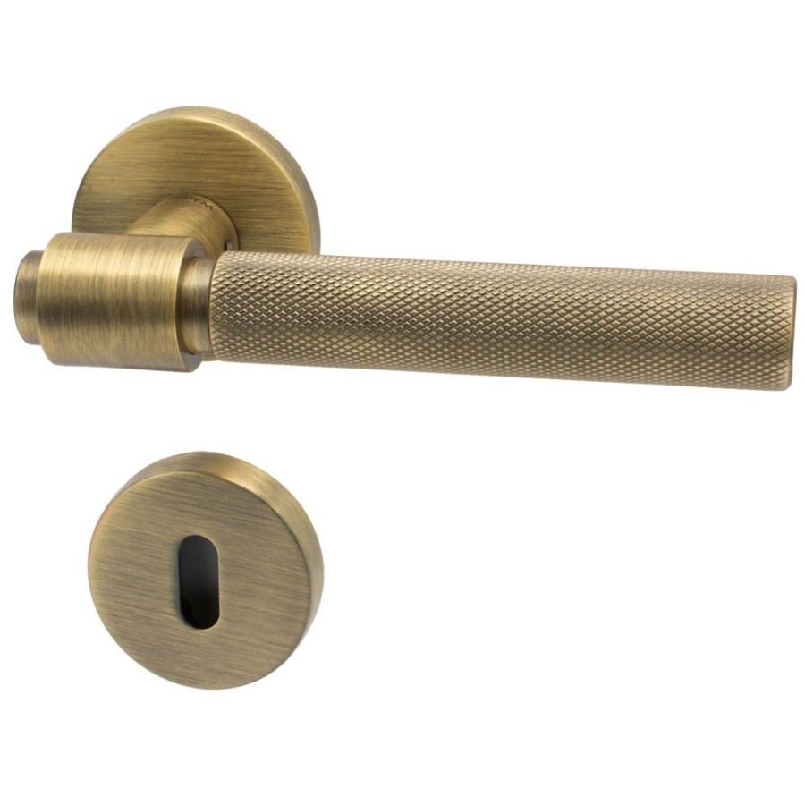 Inredning Beslag Design Knoppar & Beslag | Helix 200 Euro Standard Dorrhandtag Med Nyckelhal, Antique Bronze