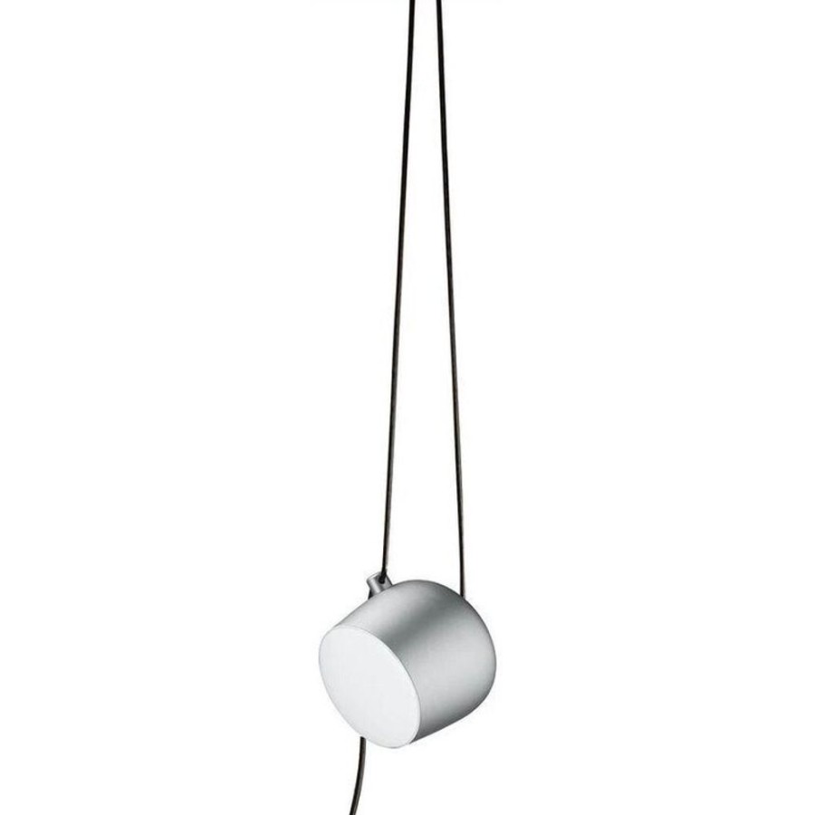 Belysning Flos Taklampor | Aim Small Cable-Plug Pendel, Light Silver Anodized