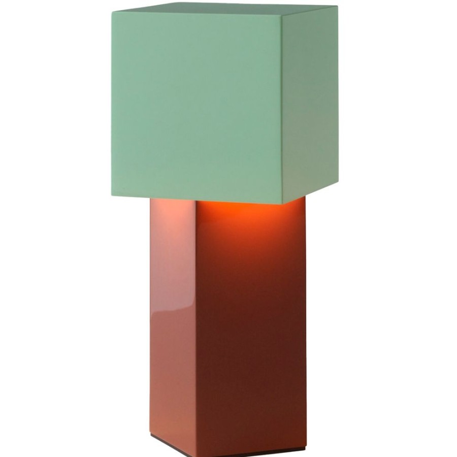 Belysning &Tradition Bordslampor | Pivot Atd7 Portabel Bordslampa, Rusty Red/Mint