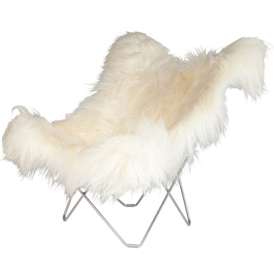 Mobler Cuero Fatoljer | Iceland Mariposa Butterfly Chair, Wild White/Chrome