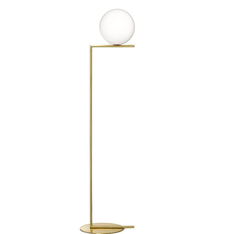 Belysning Flos Golvlampor | Ic Lights F2 Golvlampa, Brushed Brass