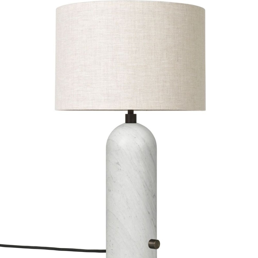 Belysning GUBI Bordslampor | Gravity Bordslampa Liten, Vit Marmor / Canvas