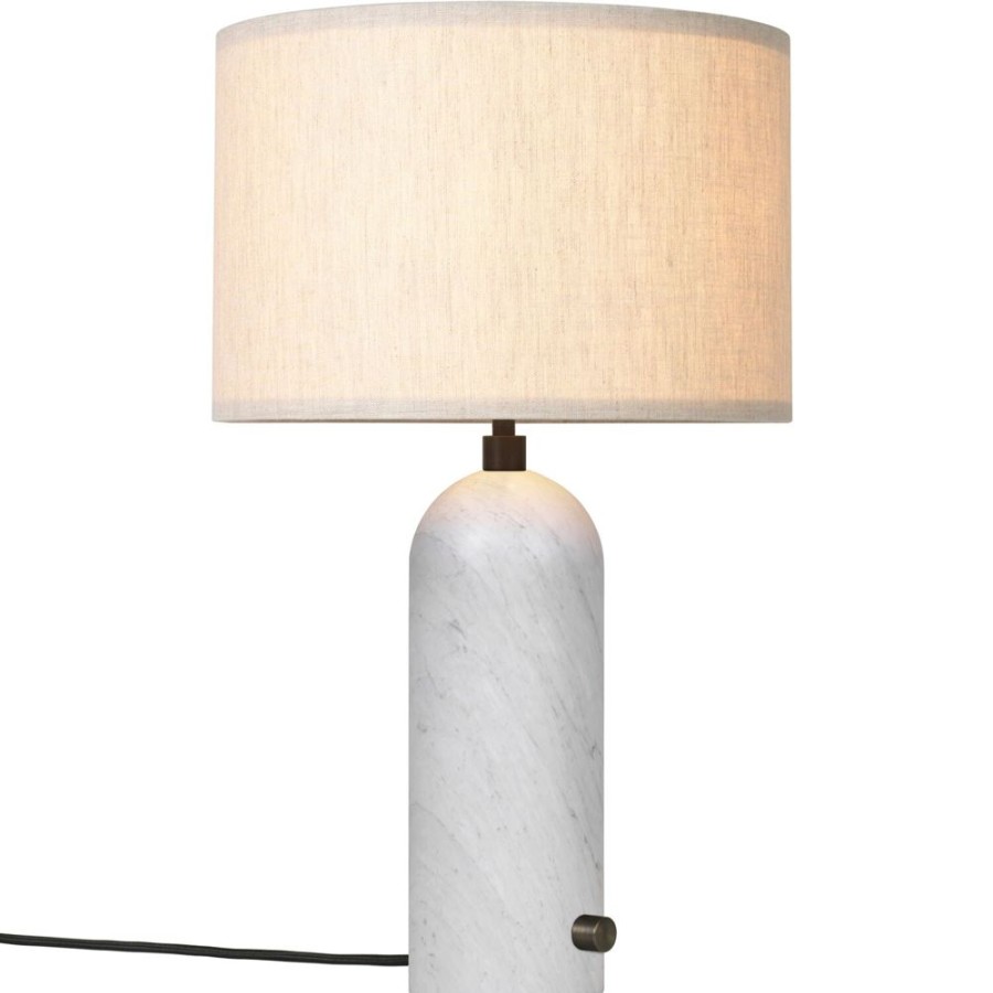 Belysning GUBI Bordslampor | Gravity Bordslampa Liten, Vit Marmor / Canvas