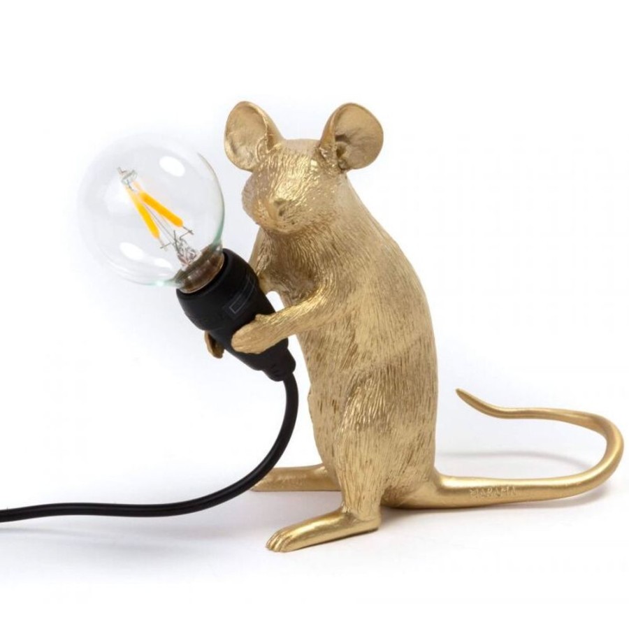 Belysning Seletti Bordslampor | Mouse Lamp Mac Bordslampa, Guld