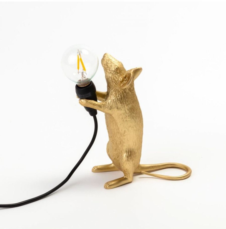 Belysning Seletti Bordslampor | Mouse Lamp Mac Bordslampa, Guld