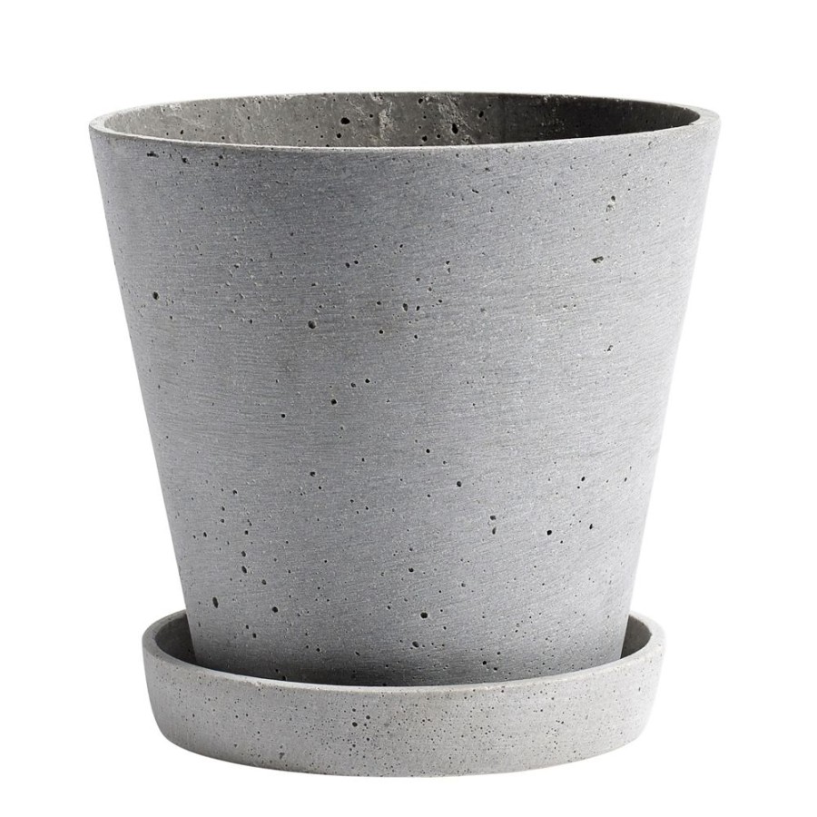 Inredning HAY Krukor | Flowerpot Kruka Med Fat Gra, O17.5 Cm L