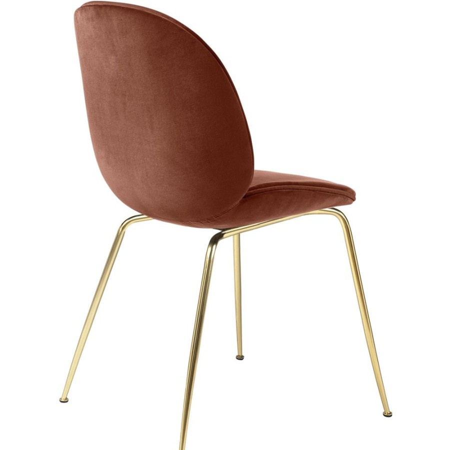 Mobler GUBI Matstolar | Beetle Stol Kladd Brass Base/ Velvet, Rusty Red