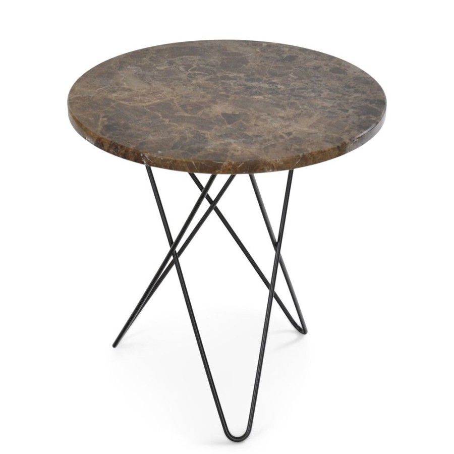 Mobler OX Denmarq Soffbord | Tall Mini O Table Sidobord O50 Cm, Svart/Brun Marmor