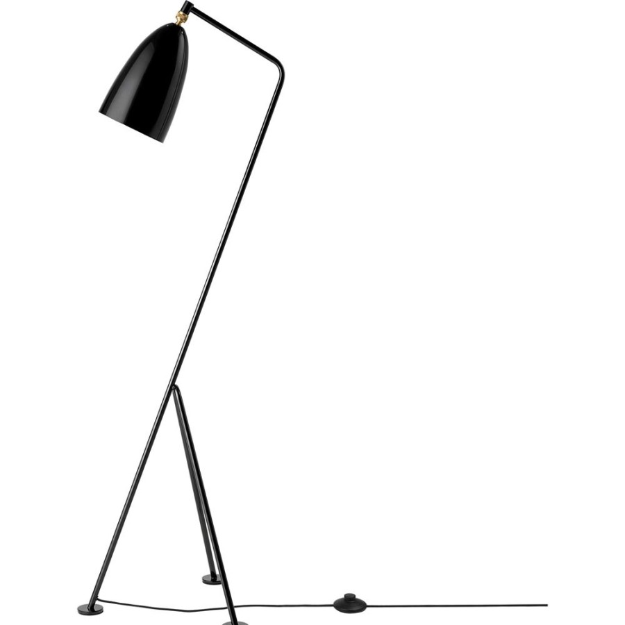 Belysning GUBI Golvlampor | Grashoppa Golvlampa, Glossy Black