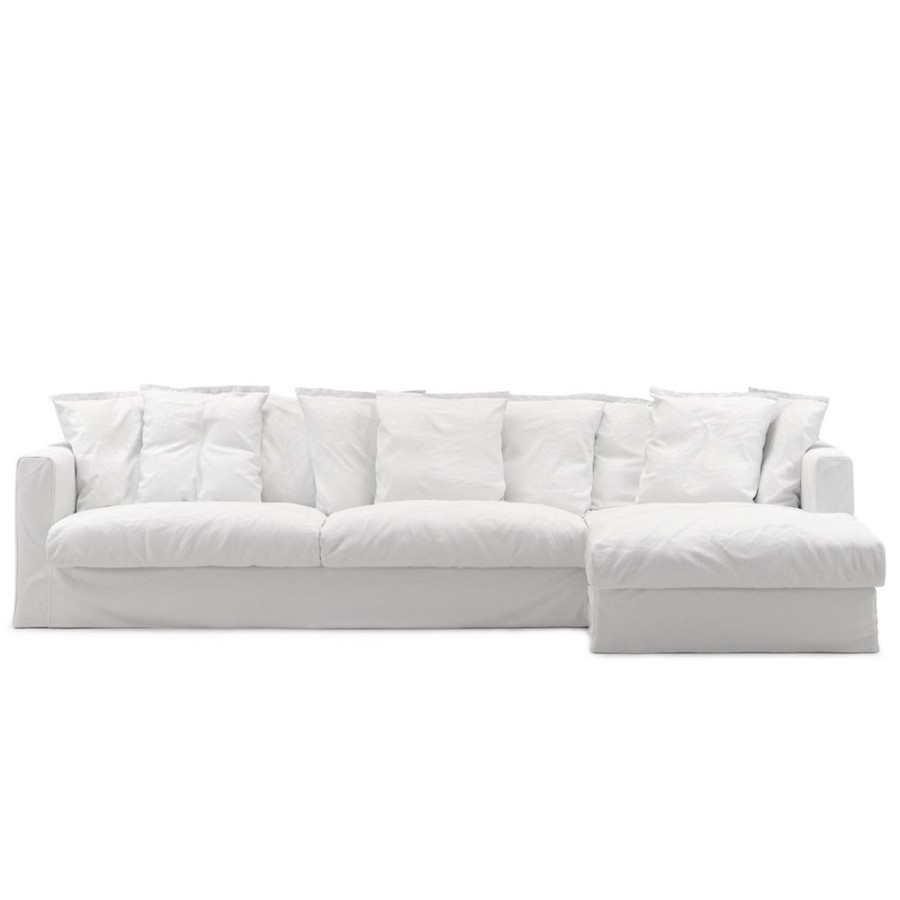 Mobler Decotique Hornsoffor & Divansoffor | Le Grand Air 3-Sitssoffa Bomull Divan Hoger, Vit