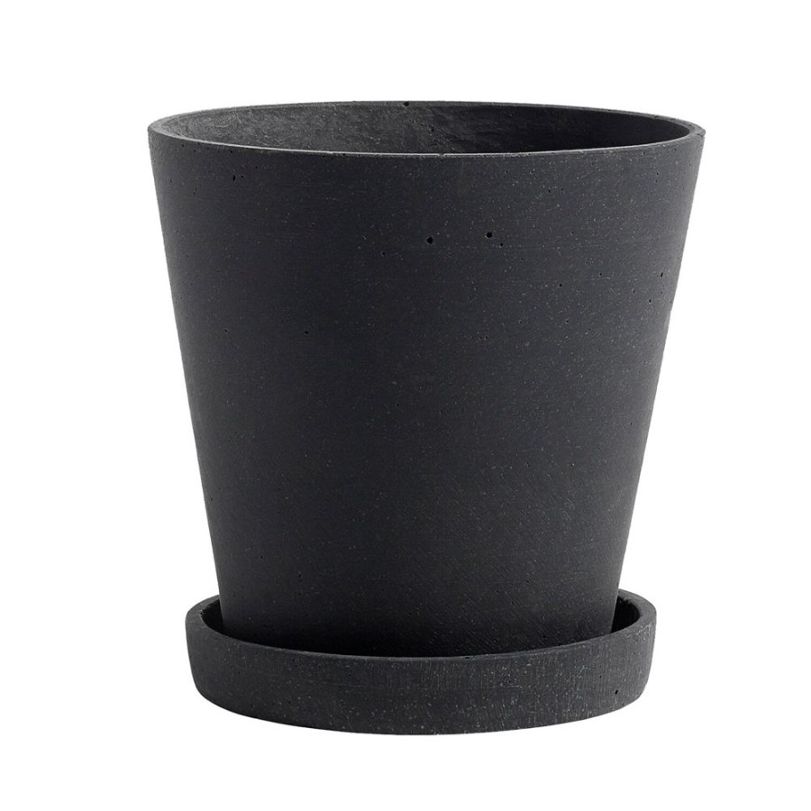 Inredning HAY Odlingslador & Utekrukor | Flowerpot Kruka Med Fat Svart, O14 Cm M