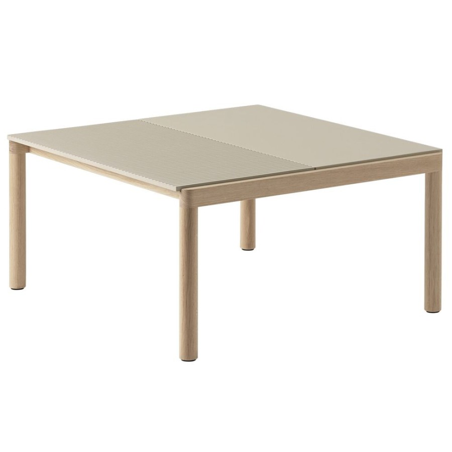 Mobler Muuto Soffbord | Couple Soffbord 80X84 Cm, Rafflad / Slat, Sand / Oljad Ek