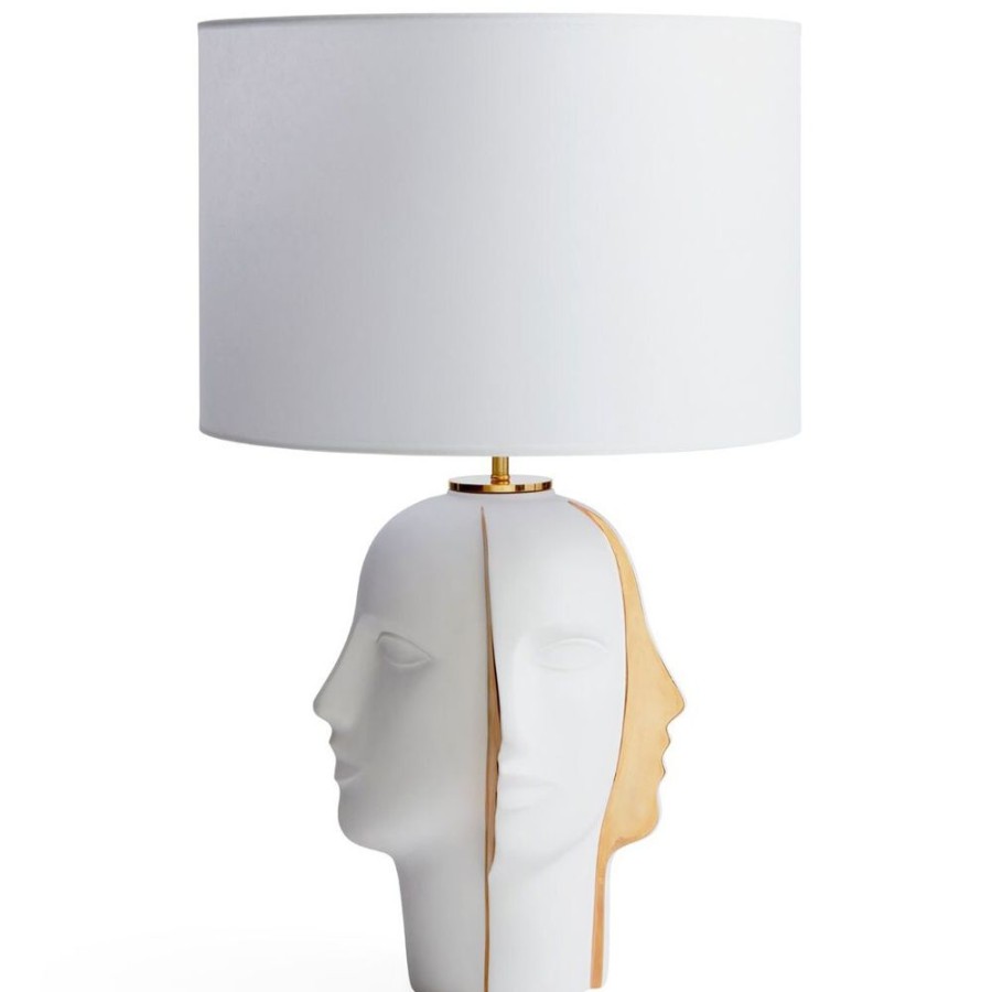 Belysning Jonathan Adler Bordslampor | Atlas Split Bordslampa, Vit / Guld