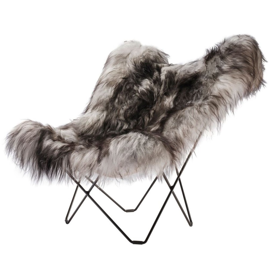 Mobler Cuero Fatoljer | Iceland Mariposa Butterfly Chair, Wild Grey/Black