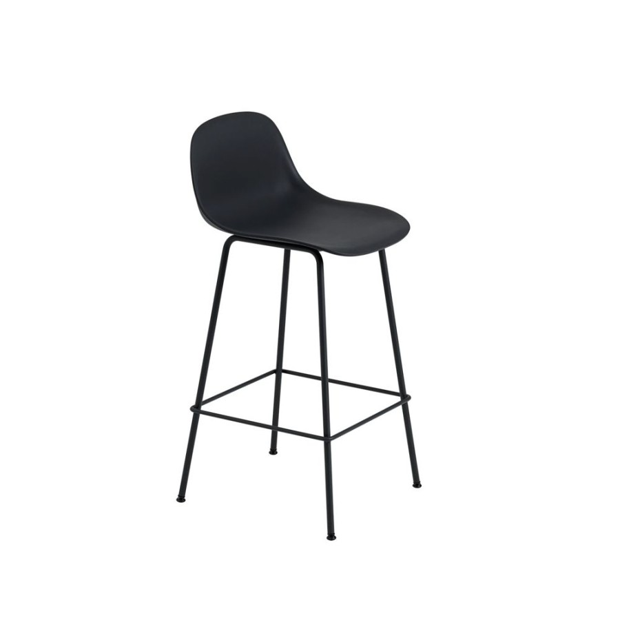 Mobler Muuto Barstolar | Fiber Tube Bar Stool W.Back, Svart