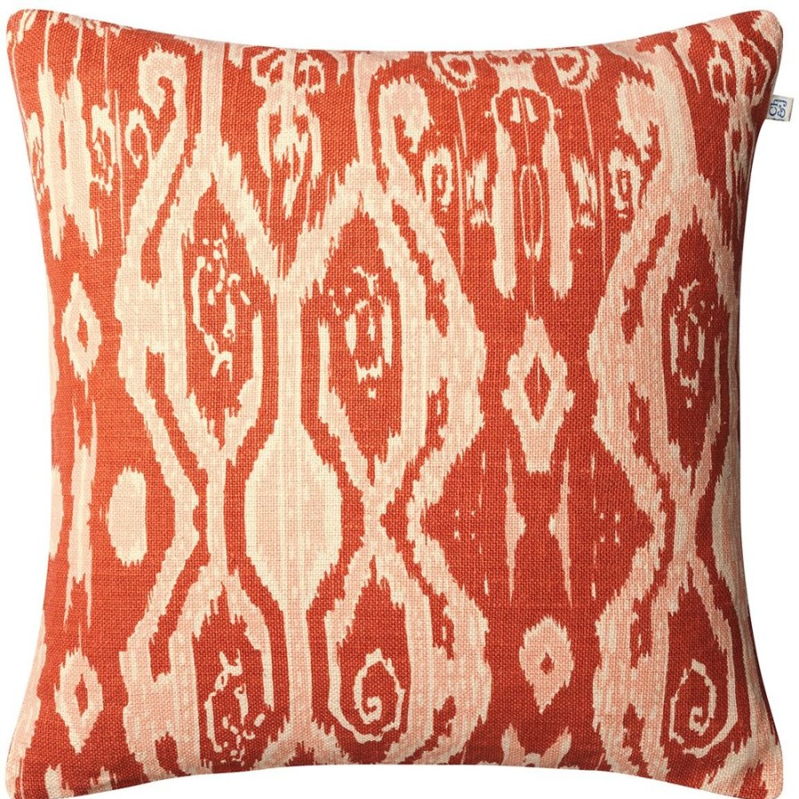 Textil Chhatwal & Jonsson Prydnadskuddar & Kuddfodral | Ikat Madras Kuddfodral 50X50 Cm, Apricot Orange / Rose