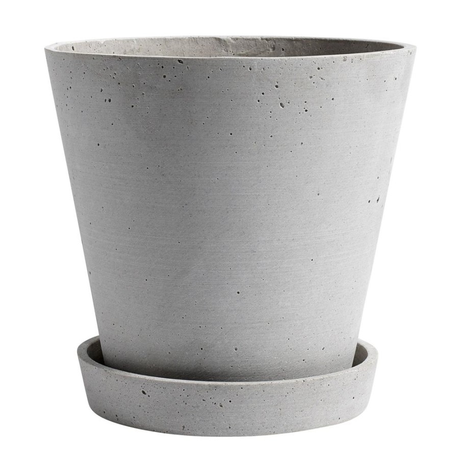 Inredning HAY Odlingslador & Utekrukor | Flowerpot Kruka Med Fat Gra, O21.5 Cm Xl