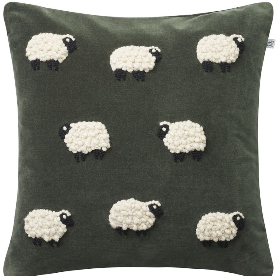 Textil Chhatwal & Jonsson Prydnadskuddar & Kuddfodral | Sheep Kuddfodral Forest Green, 50X50 Cm