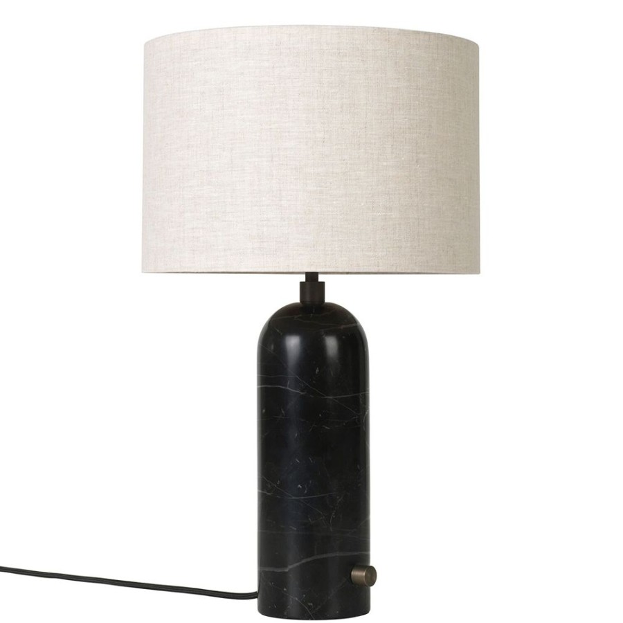 Belysning GUBI Bordslampor | Gravity Bordslampa Liten, Svart Marmor / Canvas