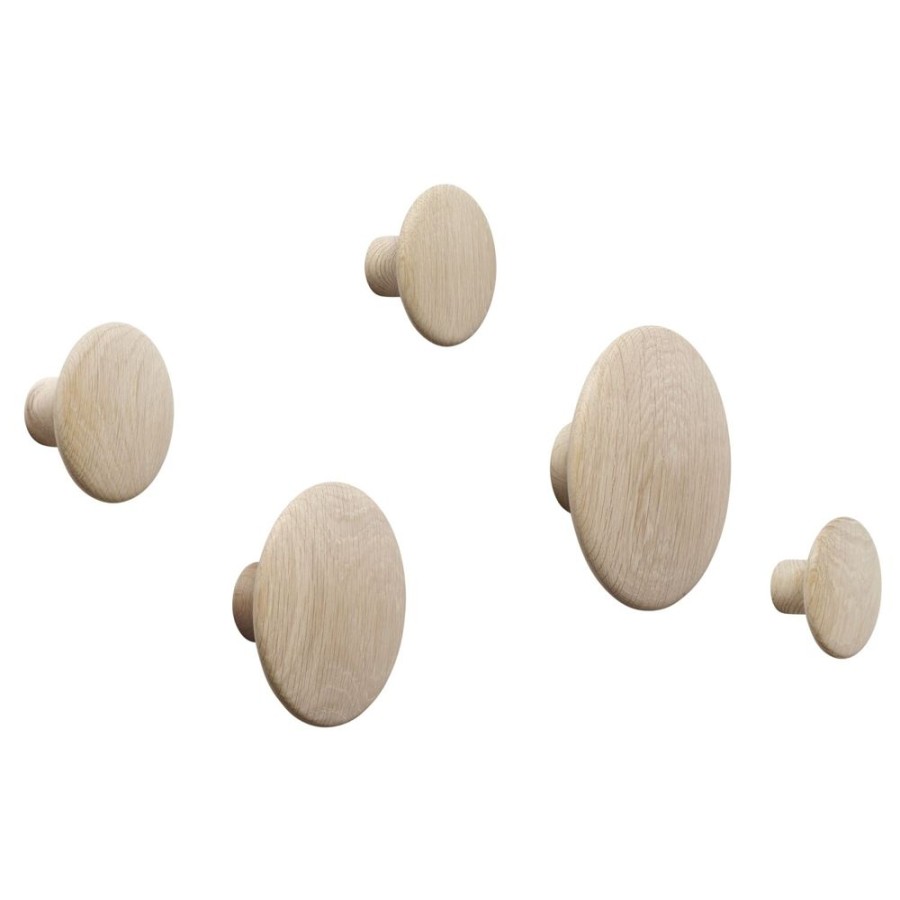 Inredning Muuto Krokar & Galgar | Dots Wood Krokar 5-Pack, Ek