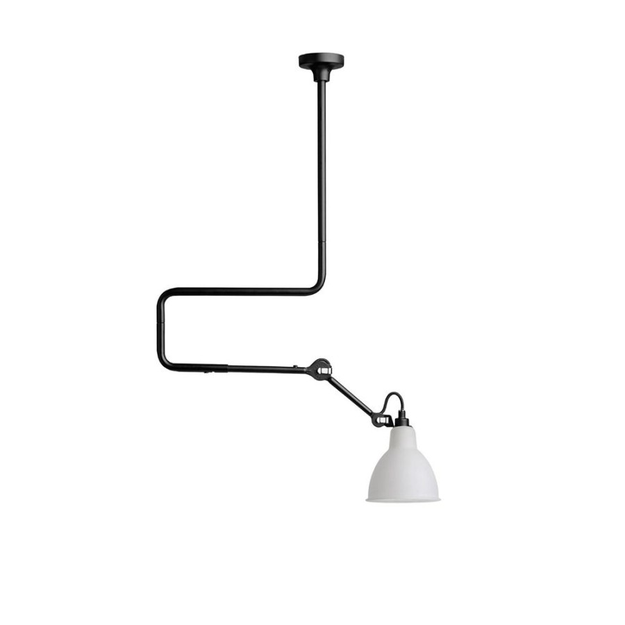 Belysning DCWéditions Plafonder | Lampe Gras N°312 Taklampa, Svart / Frostat Glas