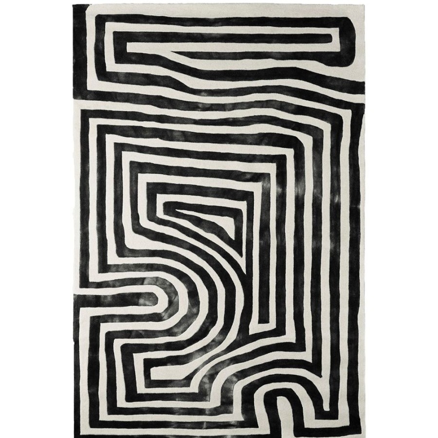 Mattor Dusty Deco Ullmattor | Psychadelic Labyrinth Ullmatta 300X400 Cm, Charcoal