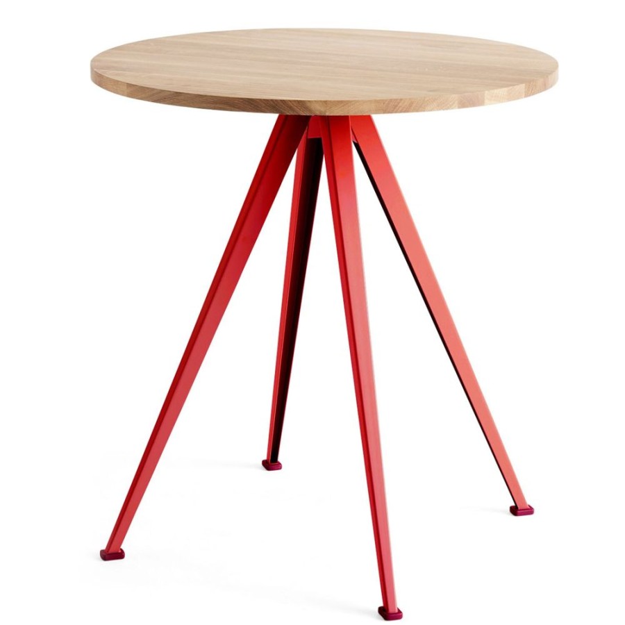 Mobler HAY Matbord | Pyramid 21 Cafebord O70 Cm, Tomato Red / Mattlackad Ek