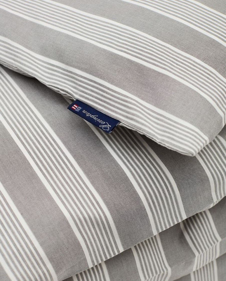 Textil Lexington Paslakan | Striped Lyocell/Cotton Paslakan Gra / Vit, 220X220 Cm