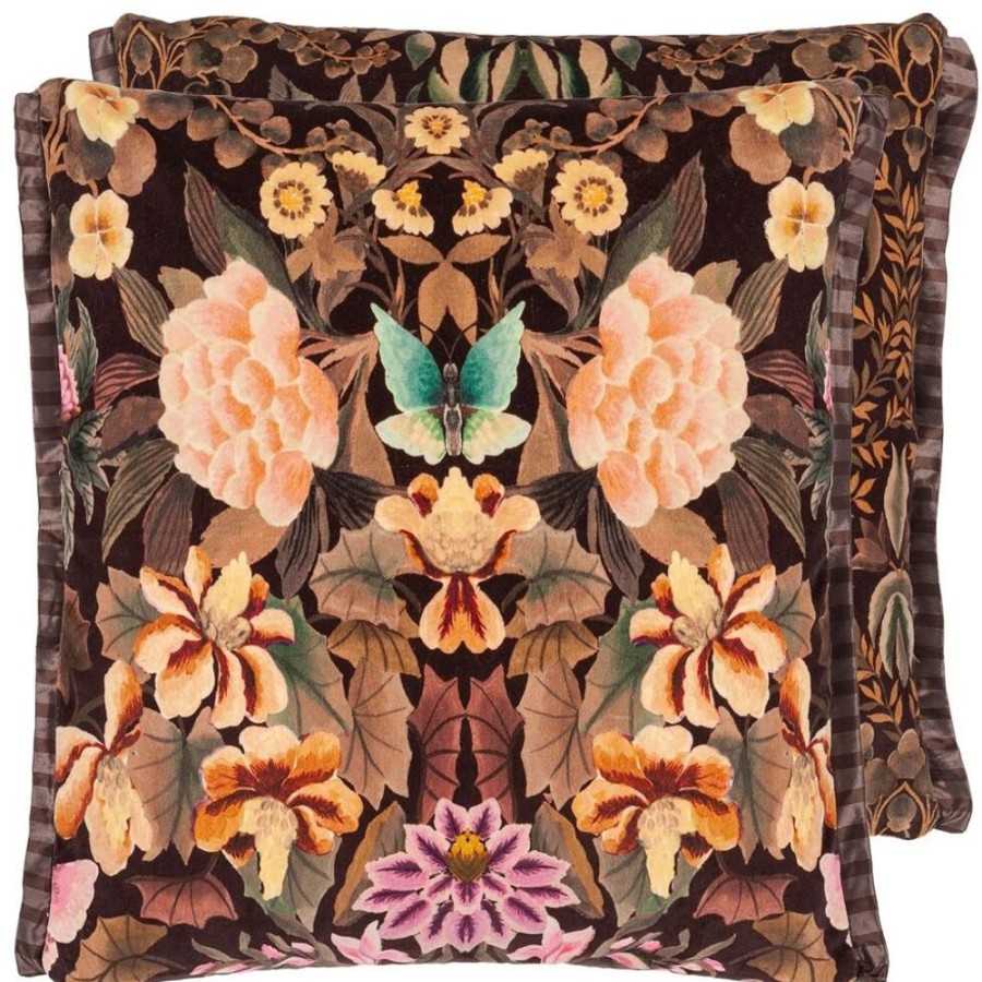 Textil Designers Guild Prydnadskuddar & Kuddfodral | Ikebana Damask Velvet Kudde 55X55 Cm, Chocolate