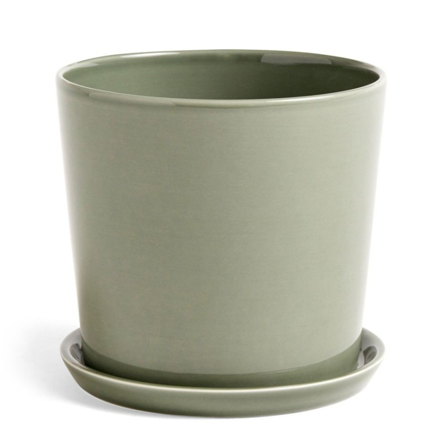 Inredning HAY Krukor | Botanical Kruka Med Fat Dusty Green, 18 Cm