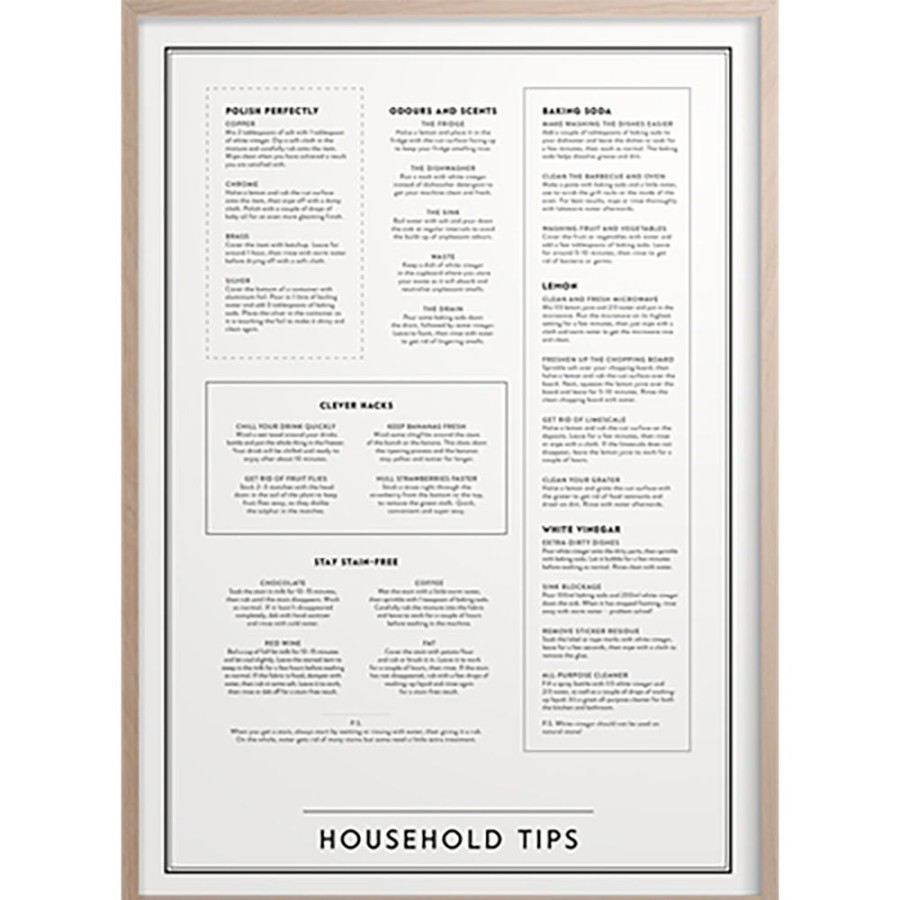 Inredning Kunskapstavlan® Posters | Household Tips Poster 30X40 Cm