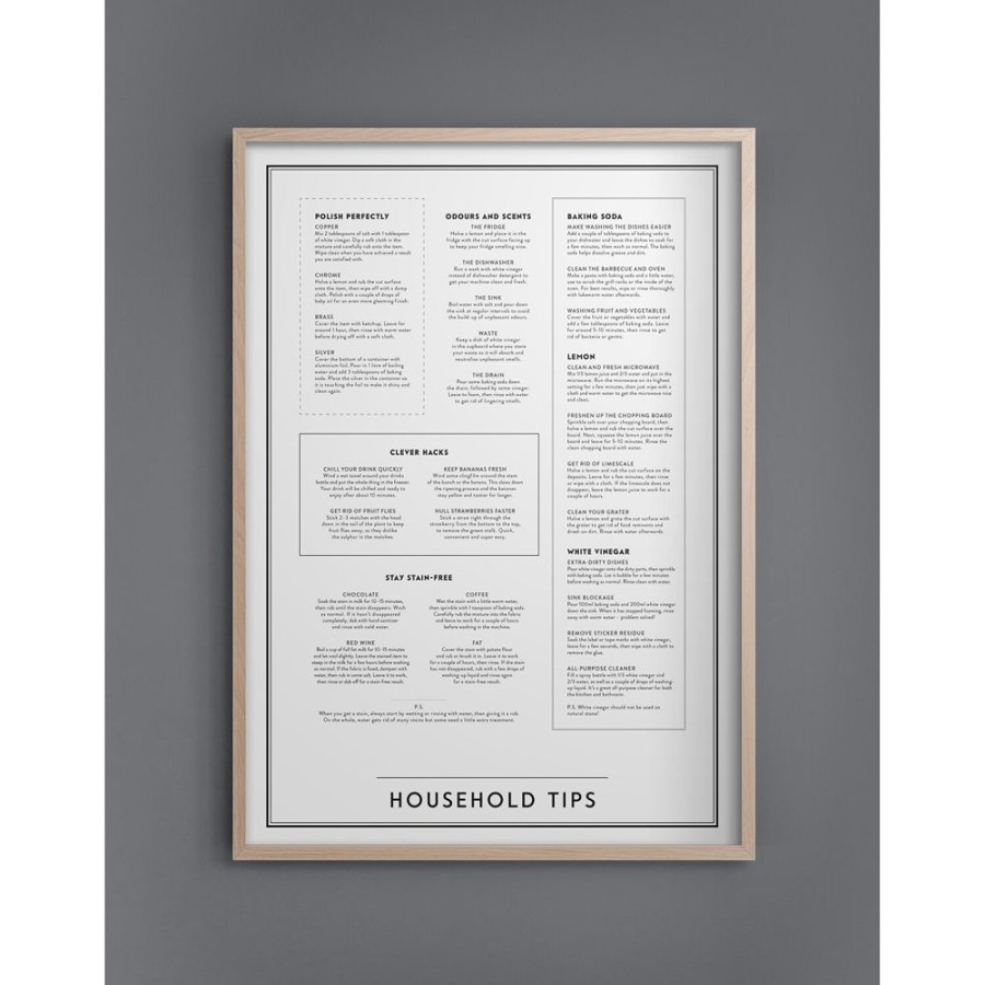 Inredning Kunskapstavlan® Posters | Household Tips Poster 30X40 Cm