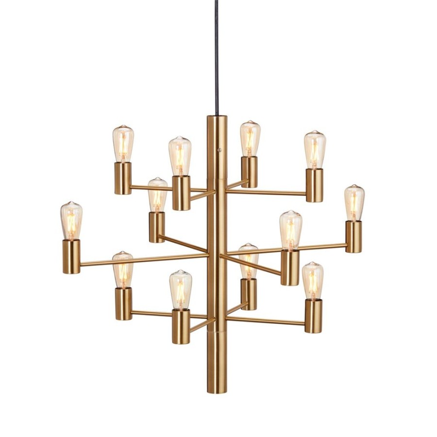 Belysning Herstal Ljuskronor & Takkronor | Manola 12 Ljuskrona Dimbar Led, Satin Brass