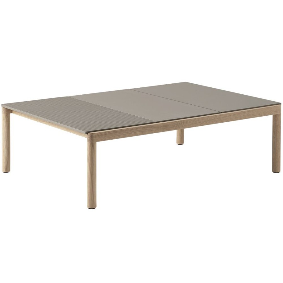 Mobler Muuto Soffbord | Couple Soffbord 84X120 Cm, Slat / Rafflad, Taupe / Oljad Ek