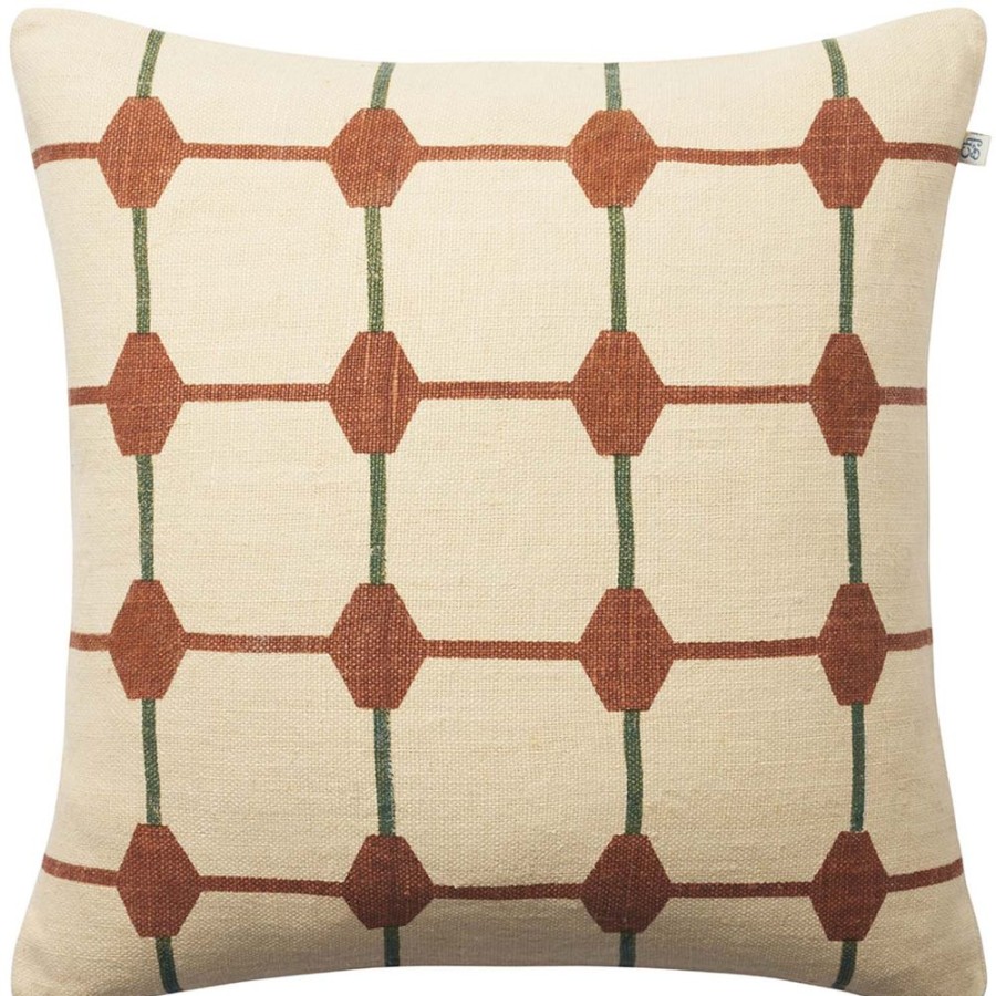 Textil Chhatwal & Jonsson Prydnadskuddar & Kuddfodral | Rakhi Kuddfodral Terrakotta/Cactus Green, 50X50 Cm