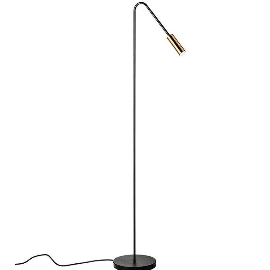 Belysning Estiluz Golvlampor | Volta P-3538-W Golvlampa, Svart / Satin Gold