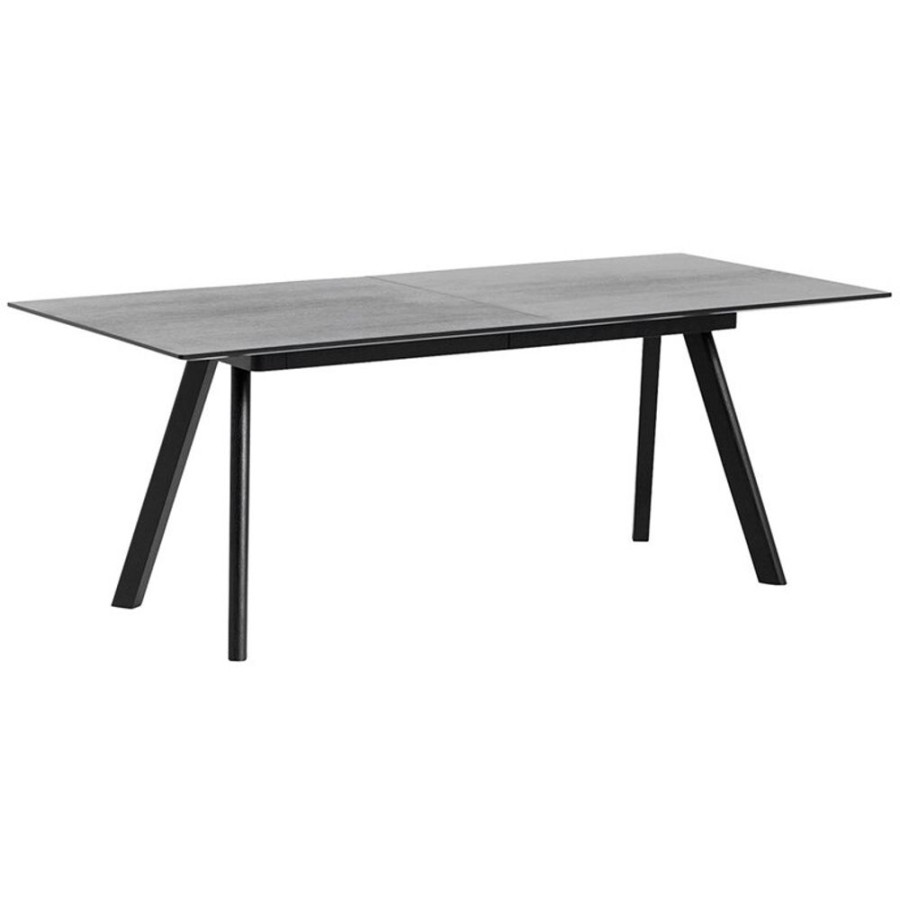 Mobler HAY Matbord | Cph 30 Bord Utdragbart 160-310 Cm, Svart Vattenbaserad Lackad Ek/Svart Linoleum