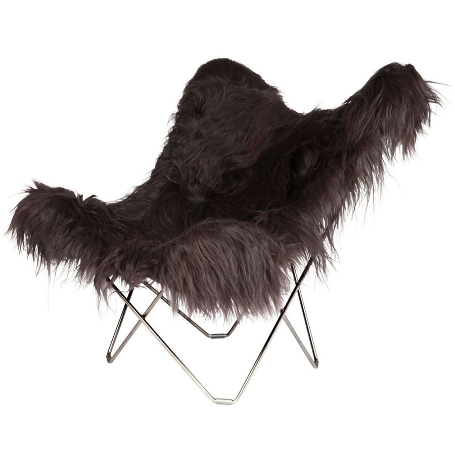 Mobler Cuero Fatoljer | Iceland Mariposa Butterfly Chair, Wild Black/Chrome