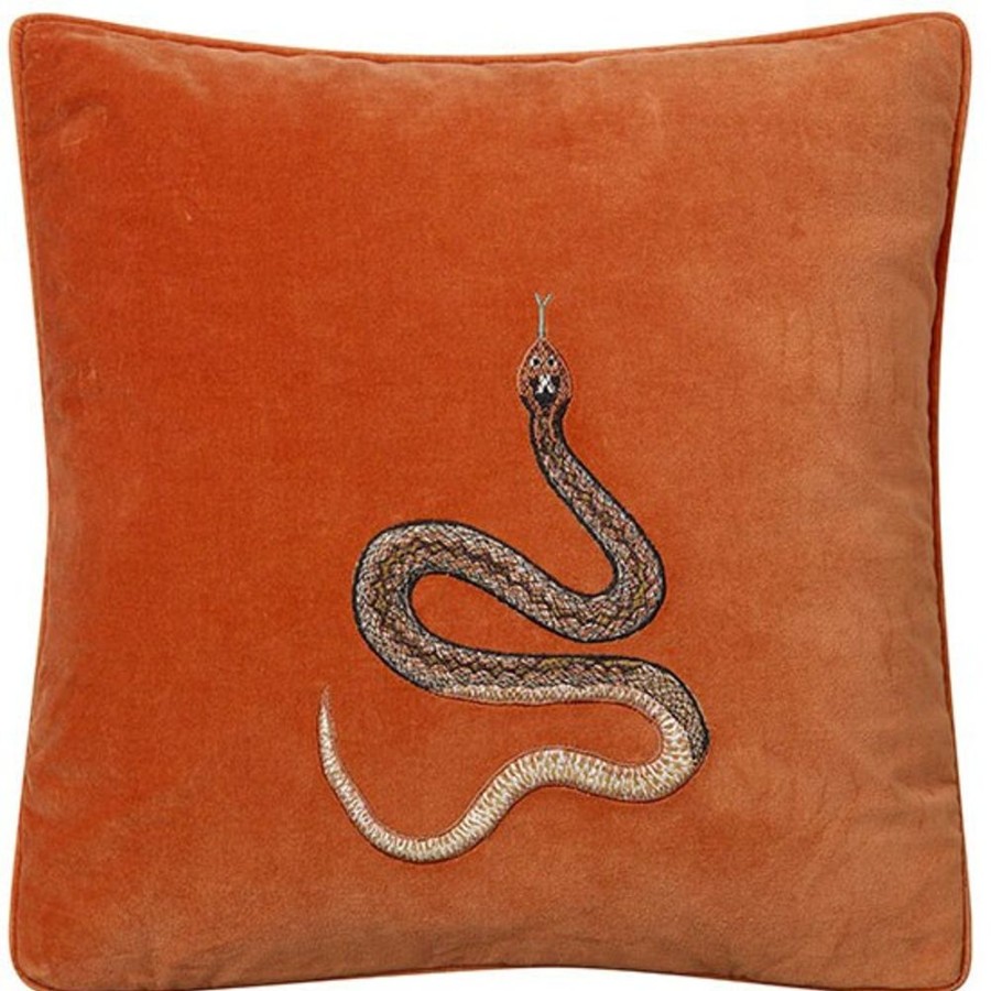 Textil Chhatwal & Jonsson Prydnadskuddar & Kuddfodral | Embroidered Cobra Kuddfodral 50X50 Cm, Orange