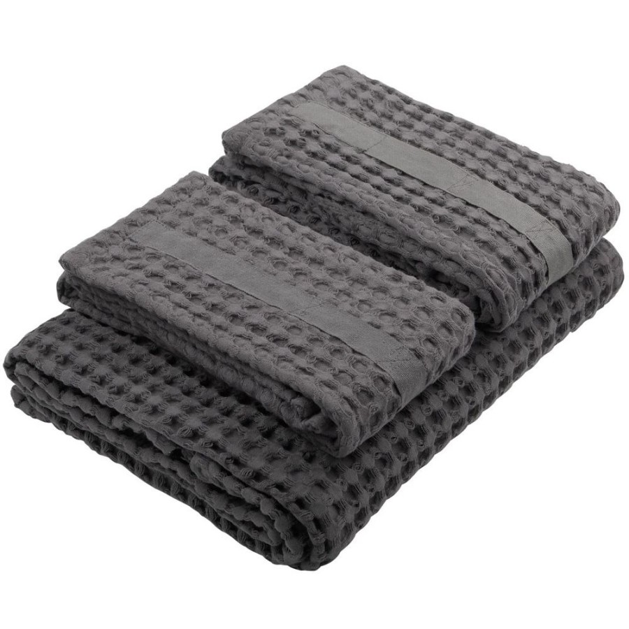 Textil The Organic Company Handdukar & Badlakan | Big Waffle Gavoset 3-Pack, Morkgra