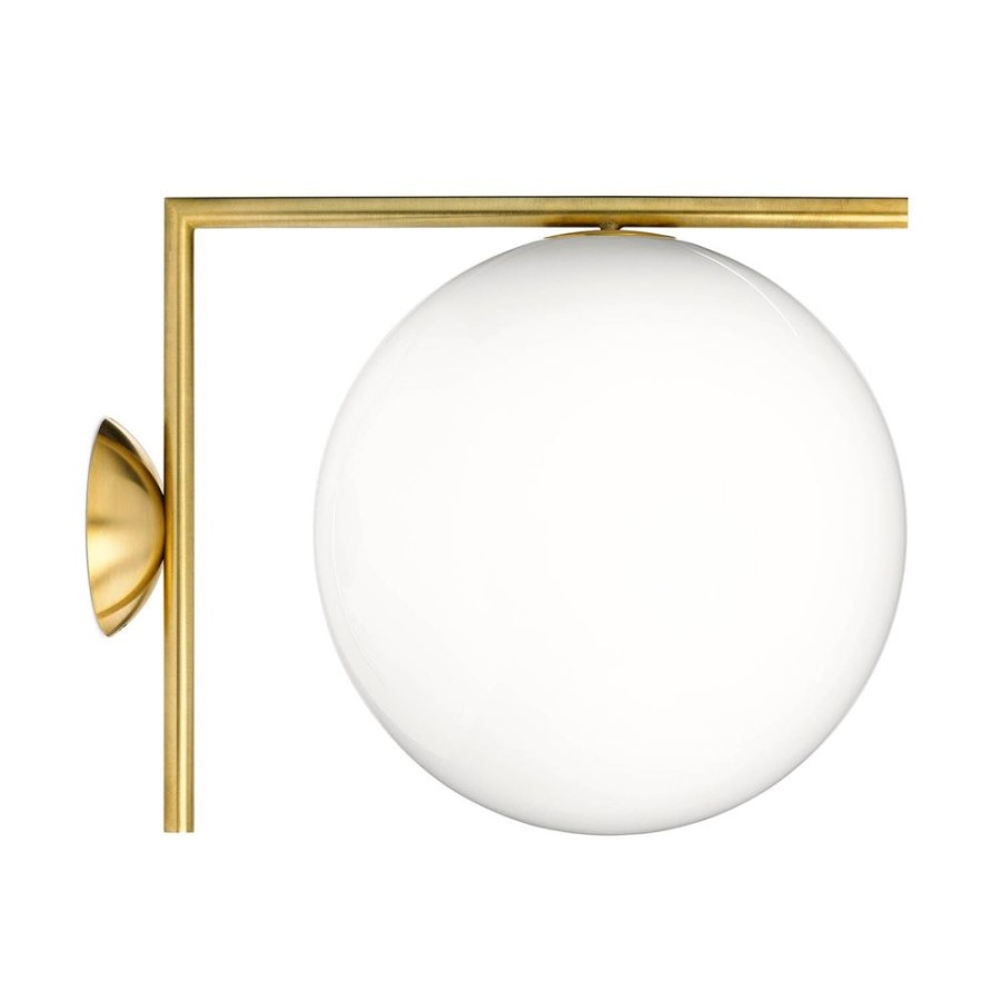 Belysning Flos Vagglampor | Ic Lights C/W2 Tak/Vagglampa, Brushed Brass