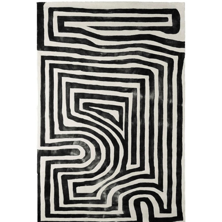 Mattor Dusty Deco Ullmattor | Psychadelic Labyrinth Ullmatta 200X300 Cm, Charcoal