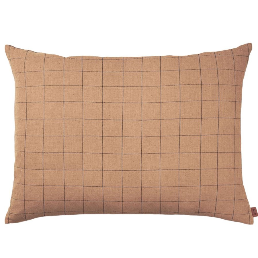 Textil Ferm Living Prydnadskuddar & Kuddfodral | Brown Prydnadskudde Grid, 60X80 Cm