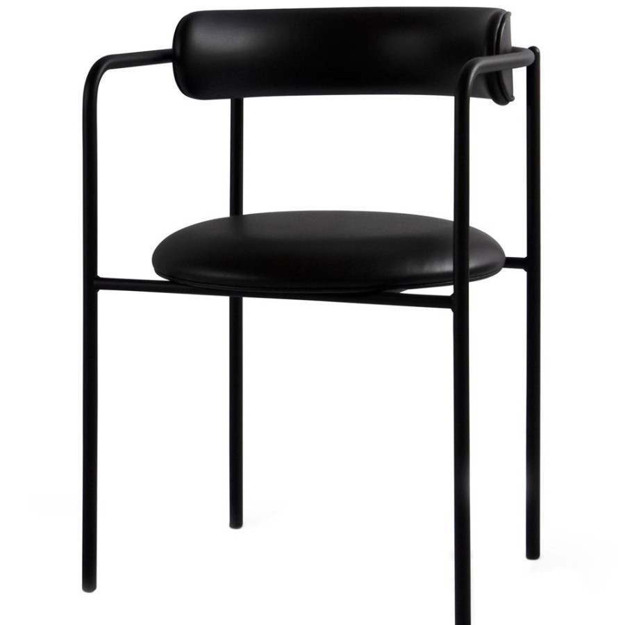 Mobler Friends & Founders Matstolar | Ff Armchair 4-Legs / Rounded / Black Frame / Leather Dakar Black - Nevotex, Pg A