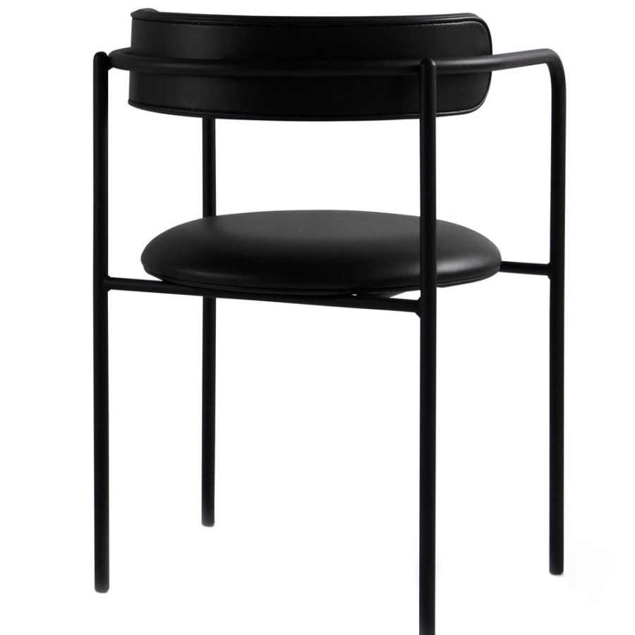 Mobler Friends & Founders Matstolar | Ff Armchair 4-Legs / Rounded / Black Frame / Leather Dakar Black - Nevotex, Pg A