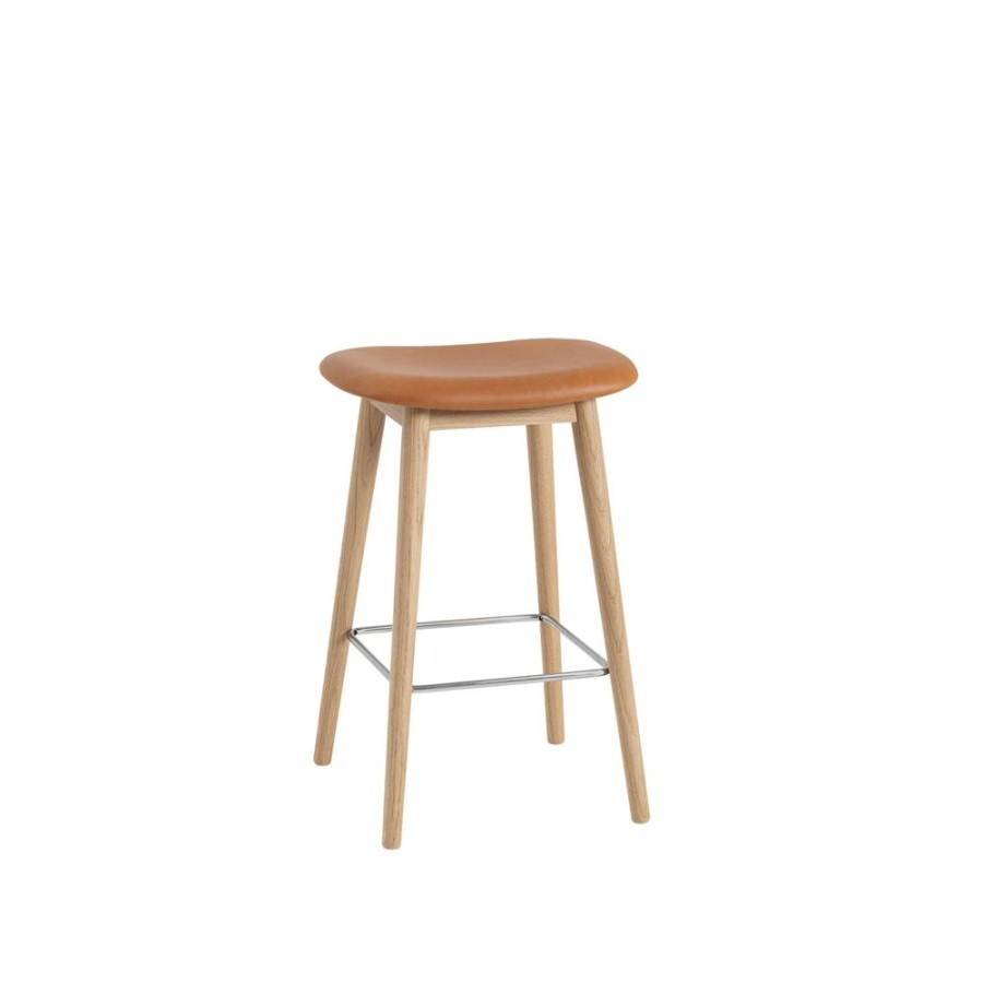 Mobler Muuto Barstolar | Fiber Wood Bar Stool, Konjak Lader/Ek