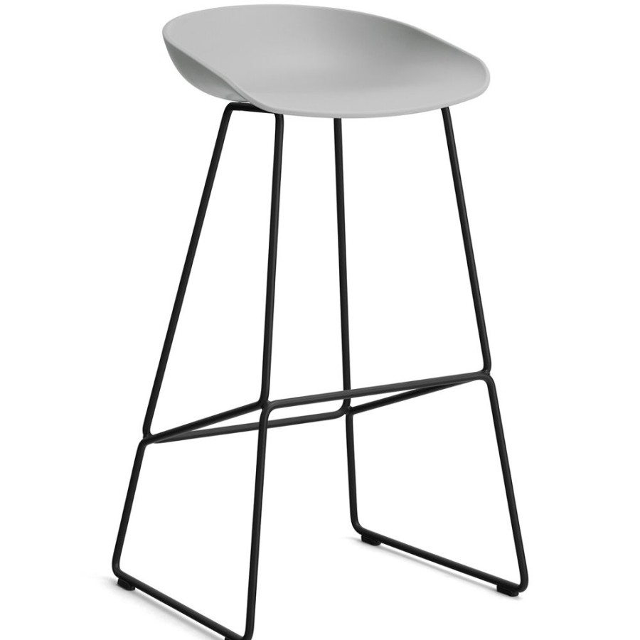 Mobler HAY Barstolar | Aas 38 2.0 Barstol 75 Cm, Rostfritt Stal Svart / Concrete Grey