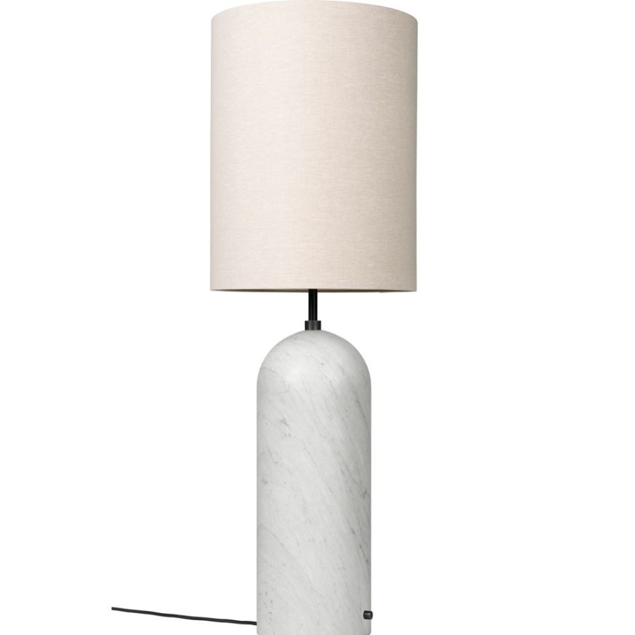 Belysning GUBI Golvlampor | Gravity Xl Golvlampa Hog, Vit Marmor / Canvas