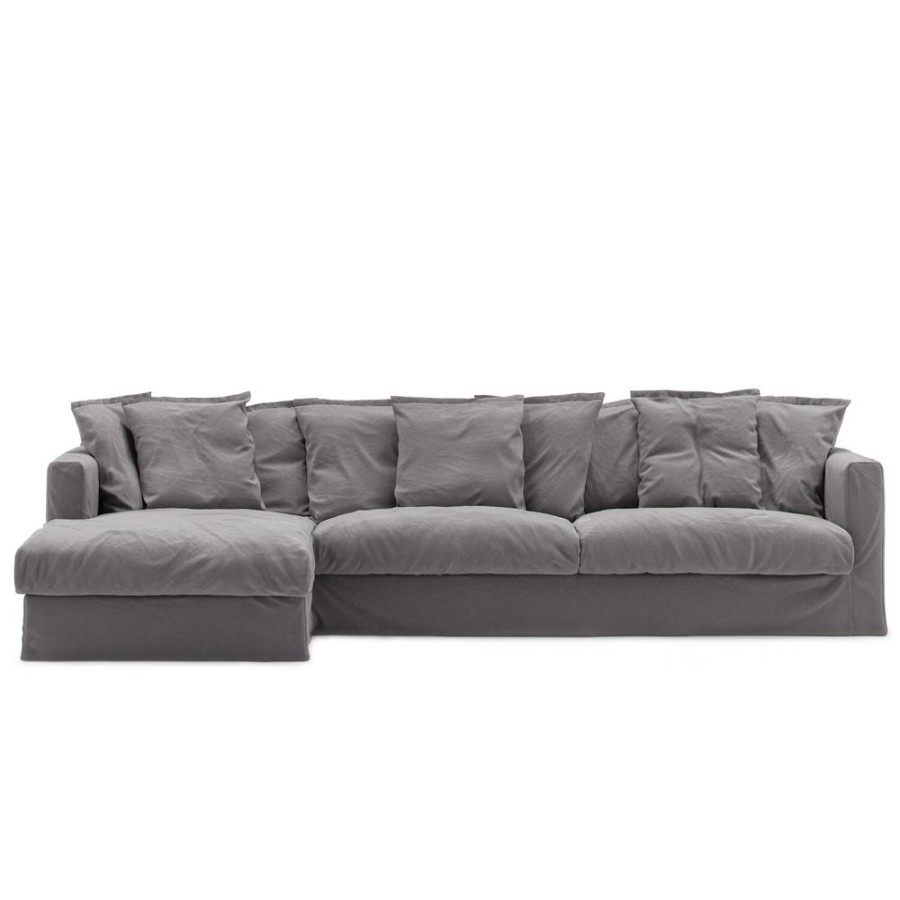 Mobler Decotique Hornsoffor & Divansoffor | Le Grand Air 3-Sitssoffa Bomull Divan Vanster, Gra