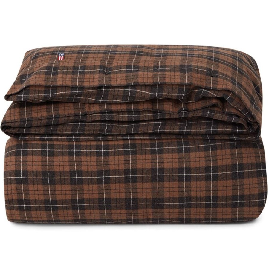 Textil Lexington Paslakan | Brown/Dk Gray Checked Cotton Flannel Duvet Cover